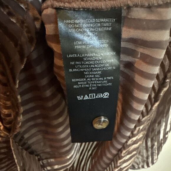 Anthropologie Forever that Girl Brown Velour Striped Long Sleeve ButtonUp  2X - Picture 5 of 9